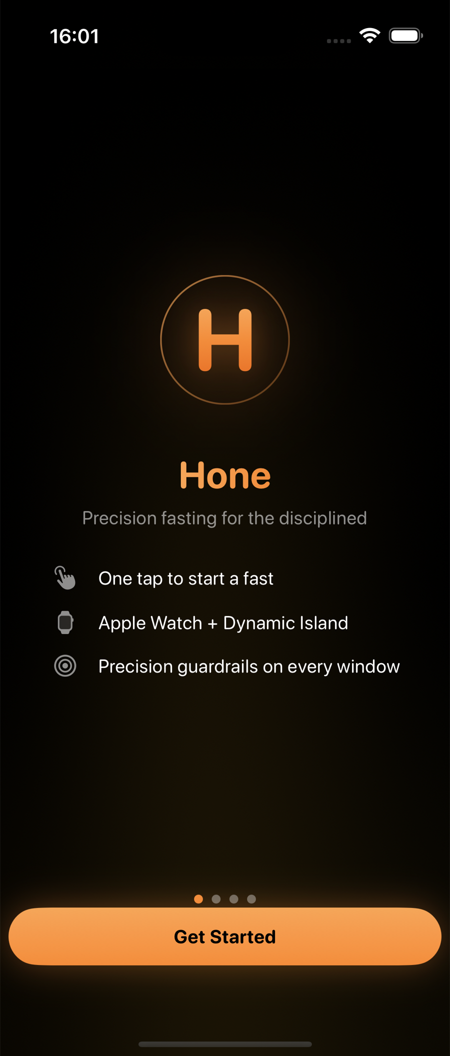 Hone onboarding screen